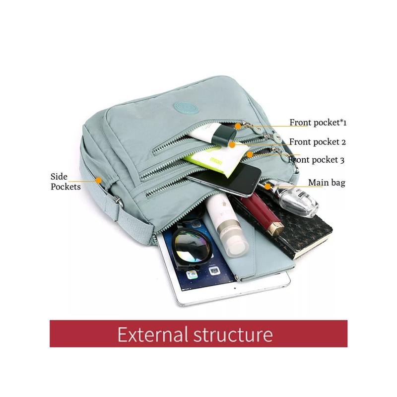 Ladies Shoulder Bag,Cross Body Messenger Multi Pocket Nylon Holiday Handbag Tote 5