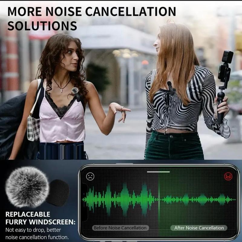 NEW Wireless Lavalier Microphone Audio Video Recording Mini Mic For iPhone and  Android Type C Laptop Live Gaming Mobile Phone Microphone Smartphone 5