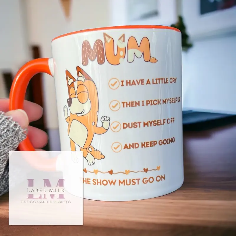Bluey Mum Mug, Having a Cry Mug, Bluey Chilli Mug, Orange Mugs Drinkware Reusable Tumbler Cup Washable Ceramic Coffee Reuse christmas drinkingglass tea, Coffee Mug, Tea Mug, Mugs for mum 8
