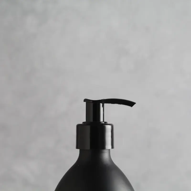Body Wash, Shampoo & Conditioner Matte Black Glass Set Labelled Bottle Lotion Pump Dispenser for Bathroom 8