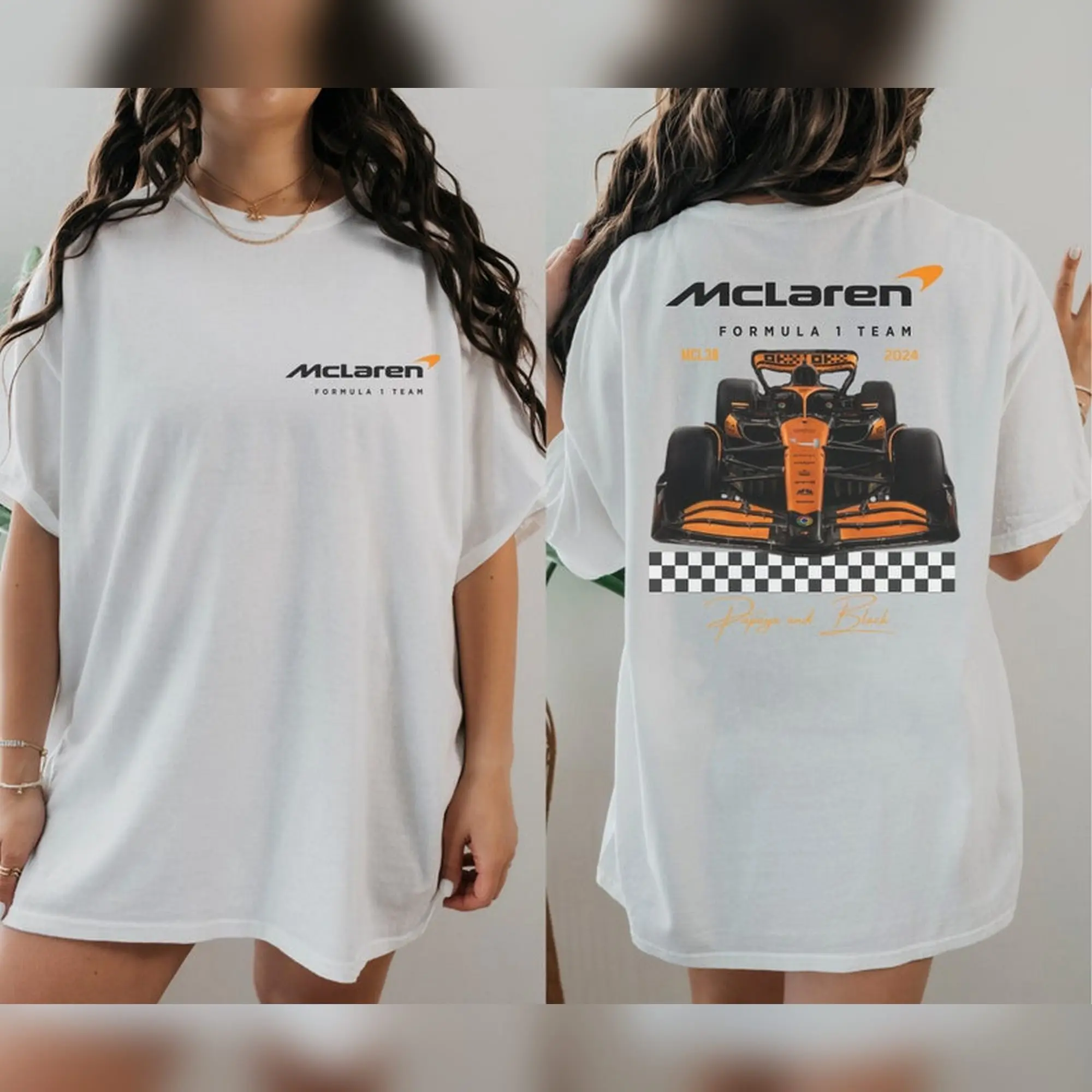 Mclaren 2024 Formula One Gildan 5000 Unisex Tshirt F1 Tee Gift of Lando Norris Oscar Piastri Racing Shirt Inspired Aesthetic Racing Clothing