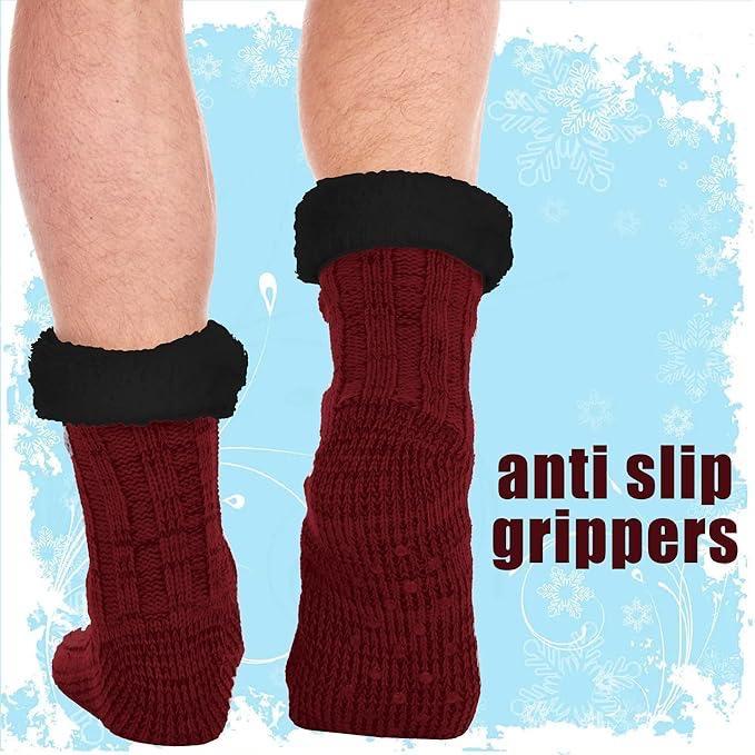 Mens Slipper Socks Thermal Fluffy Winter Warm Chunky Sherpa Fleece Lining Cosy Lounge Bed Socks Anti Slip Cabin Socks 4