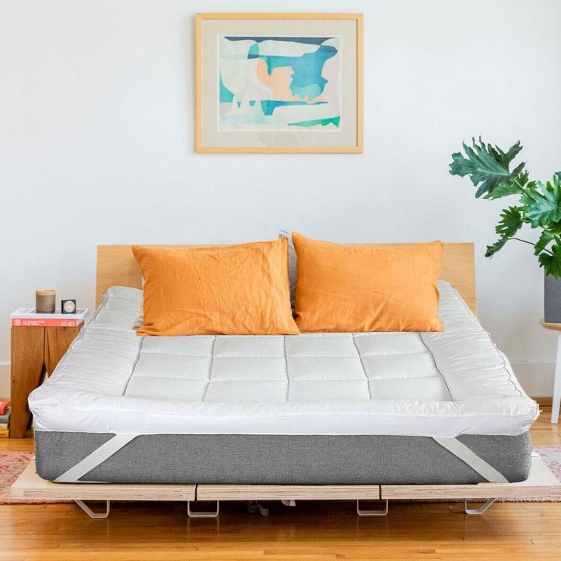 Product Introduction of Extra Thick Mattress Topper 10cm Deep Hotel Quality Thickness With Elasticized Corners | Soft & Comfy Box Stitched Hotel Quality Breathable Noiseless Washable Anti Slip Fluffy Mattress Topper Supersoft Heavy Fill-Stitched and Elasticated Corner Strap uk 15