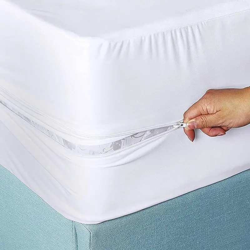 Zipped Mattress Protector Encasement Anti Bed Bug Mattress Cover All Sizes Breathable Washable 2