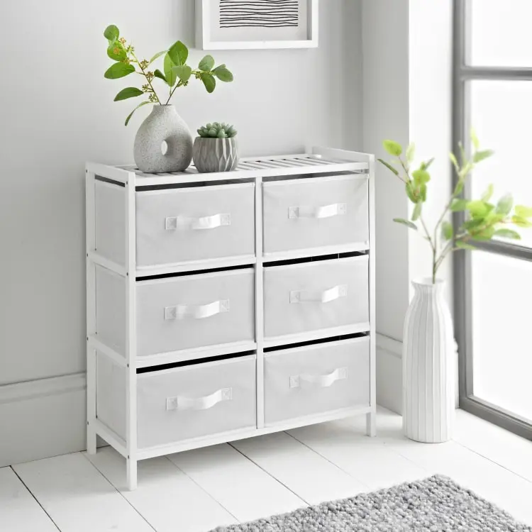 Spaceways 6 Drawer Unit modern look while giving you ample space to store your belongings.- White 0