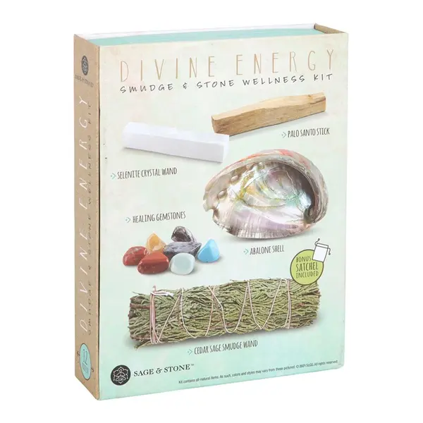 Divine Energy Cleanse Smudge and Stone Wellness Kit 3