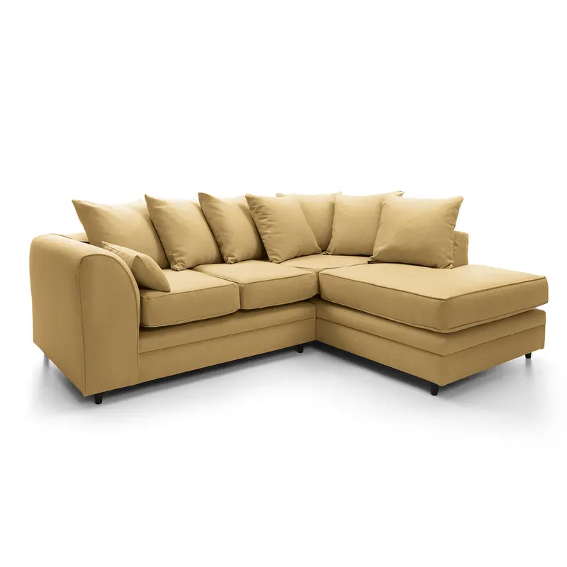 Darcy Corner Sofa Right Facing in Mustard Linen Fabric 1