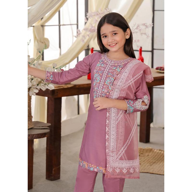 HK248 - Pink Readymade Mummy & Me Linen Suit 4