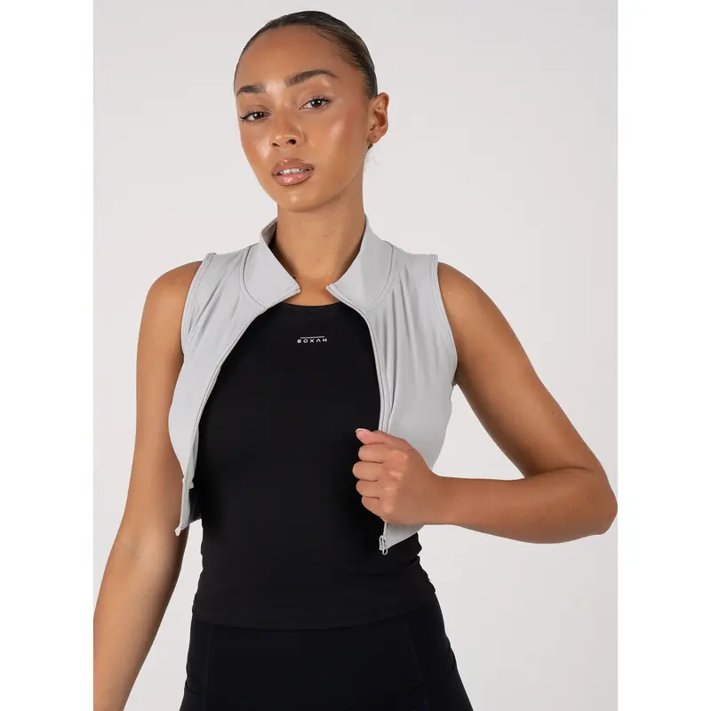 Zip-up Performance Sports Bra | Grey 0