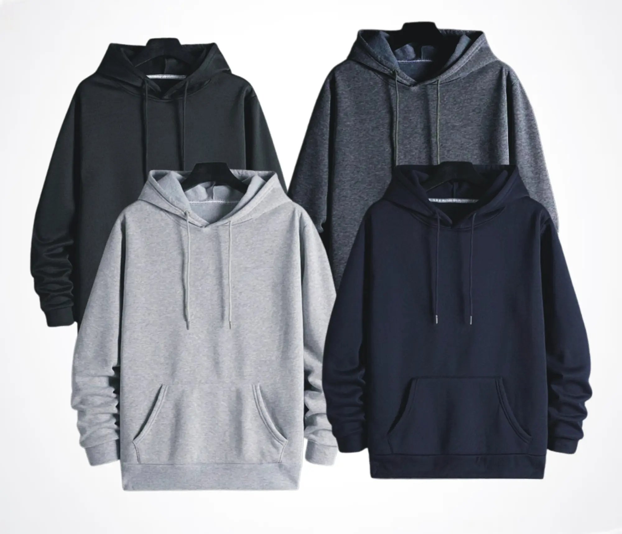 PACK OF 4 New Mens Plain FLEECE PULLOVER Hoody Sweatshirt Gym Jumper Hoodie Pullover