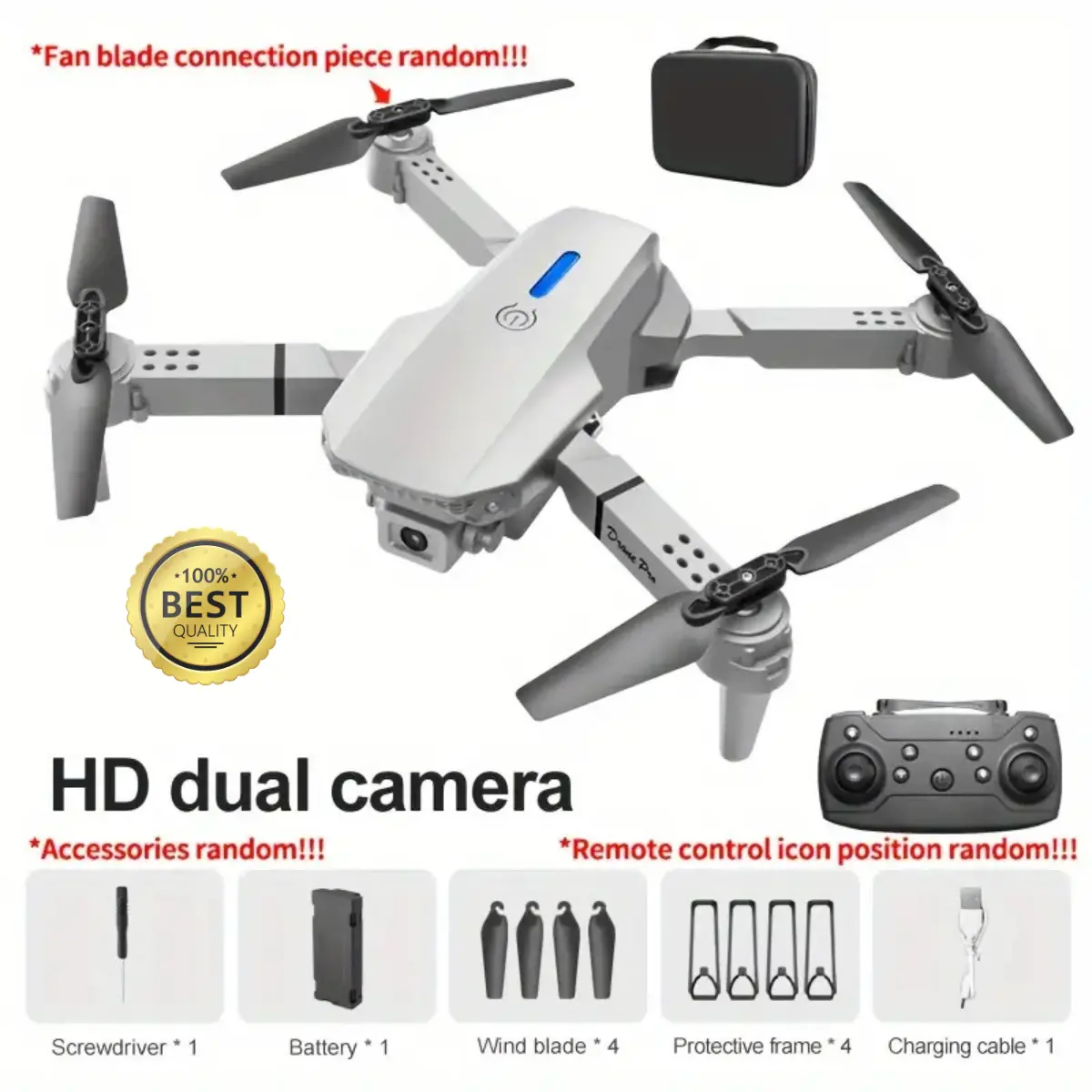 E88 DRONE PRO - Black GREY DRONES WITH WIDE ANGLE DUAL CAMERA FOLDABLE & REMOTE CONTROL OPERATED ACCESSORIES FOLDING - DRONE WITH CAMERA Stand