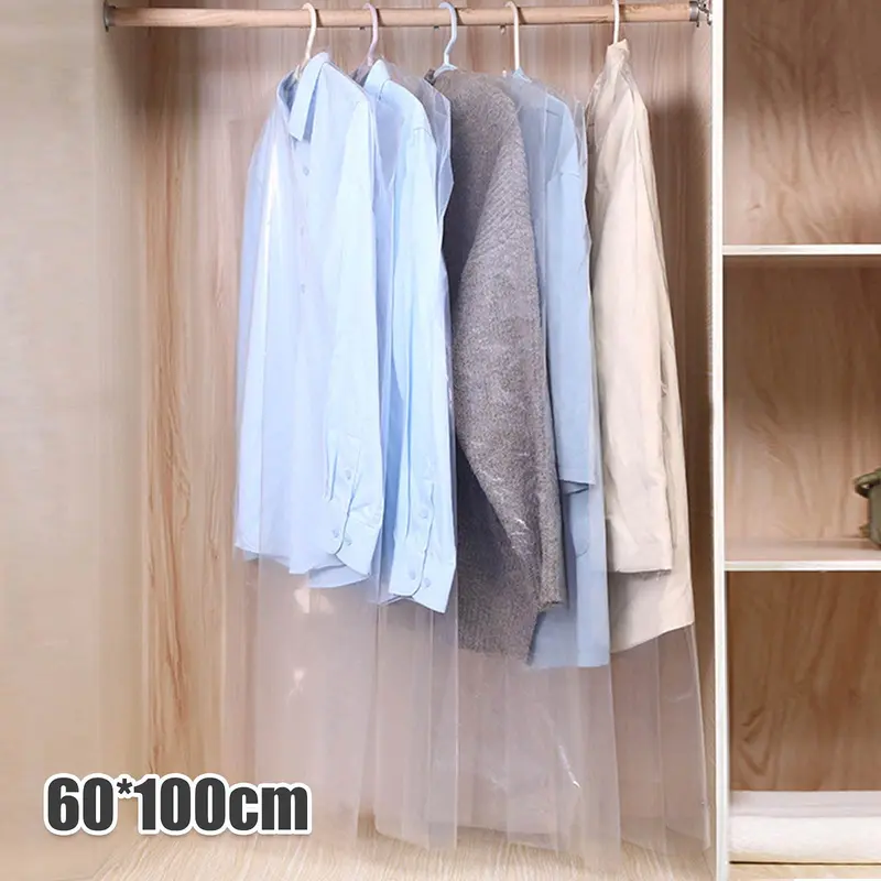 GoDyna 50PCS Garment Bags Suit Cover Bags 60x100cm Clear Clothes Covers Plastic Clothes Dust Bag Suit Dry Cleaning Bag Dustproof Dress Clothing Bag Waterproof Clothing Protective Bag for Men Women 2