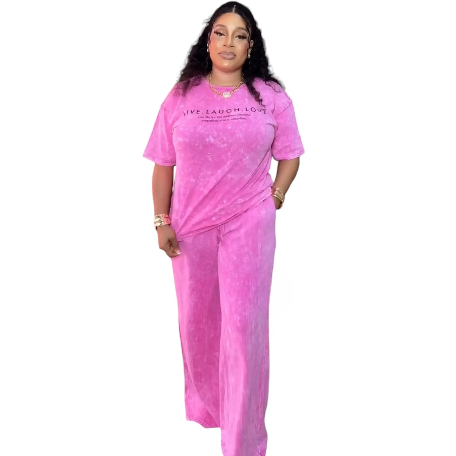Women’s T-Shirt and Trouser Acid Wash Co-Ord Womenswear