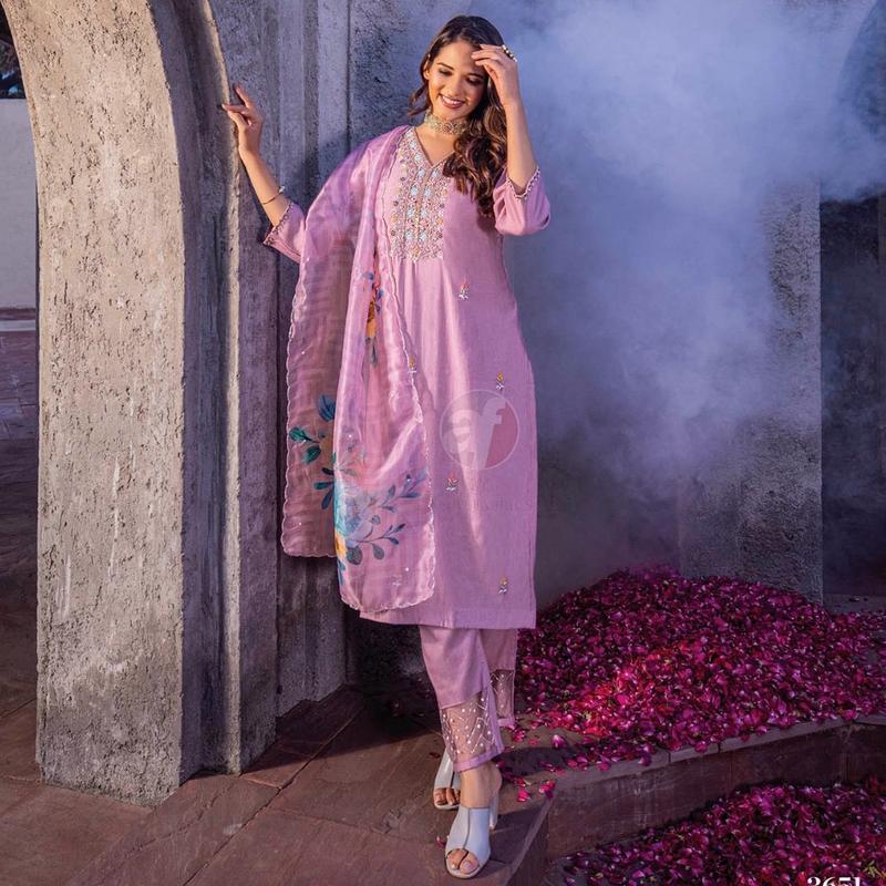 LUXURY VISCOSE MODAL SILK DESIGNER SUIT WITH PURE HANDWORK. SIZE 38 TO 44 4