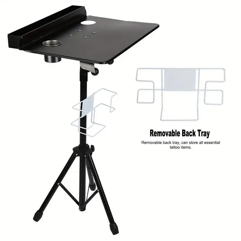 Tattoo Work Station Large Portable Tattoo Workstatio Portable collapsible Detachable Mobile Table Adjustable Height Stand Salon Instrument Table Workbench for Tattoo Supplies and Equipment- with removable Tray, Disassembled design 5