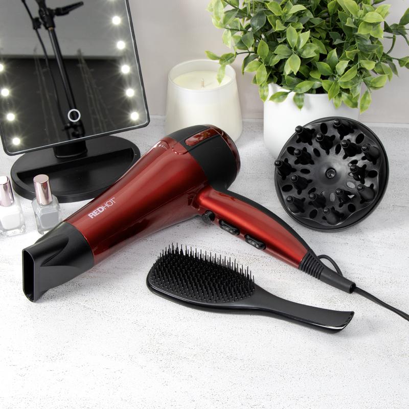 Red Hot Professional Hair Dryer with Diffuser 7