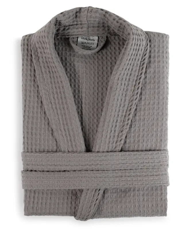 100% Cotton Fabric Lightweight Waffle Dressing Gown - Unisex - Classy Stylish Long Sleeve Bathrobe Comfortable Loungewear Nightwear - Womenswear Menswear  Underwear nightwear Piece Longsleeves Fit Adjustable 0