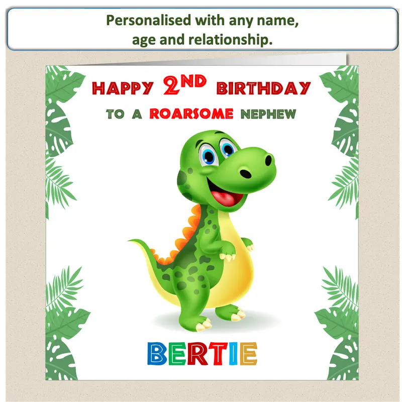Personalised ROARSOME Dinosaur Birthday Card - DINO1 1