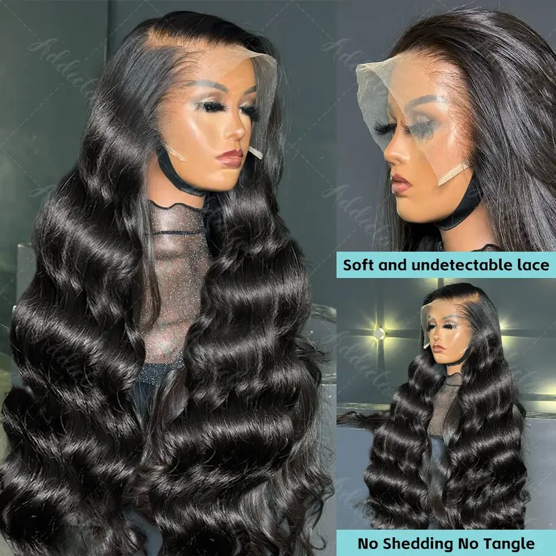 Body Wave Lace Front Wigs Human Hair Pre Plucked 13x6 HD Transparent Lace Front Wigs Human Hair Pre Plucked Brazilian Virgin Human Hair Wigs for Women 13x4 Glueless Lace Frontal Wig Natural Black 3