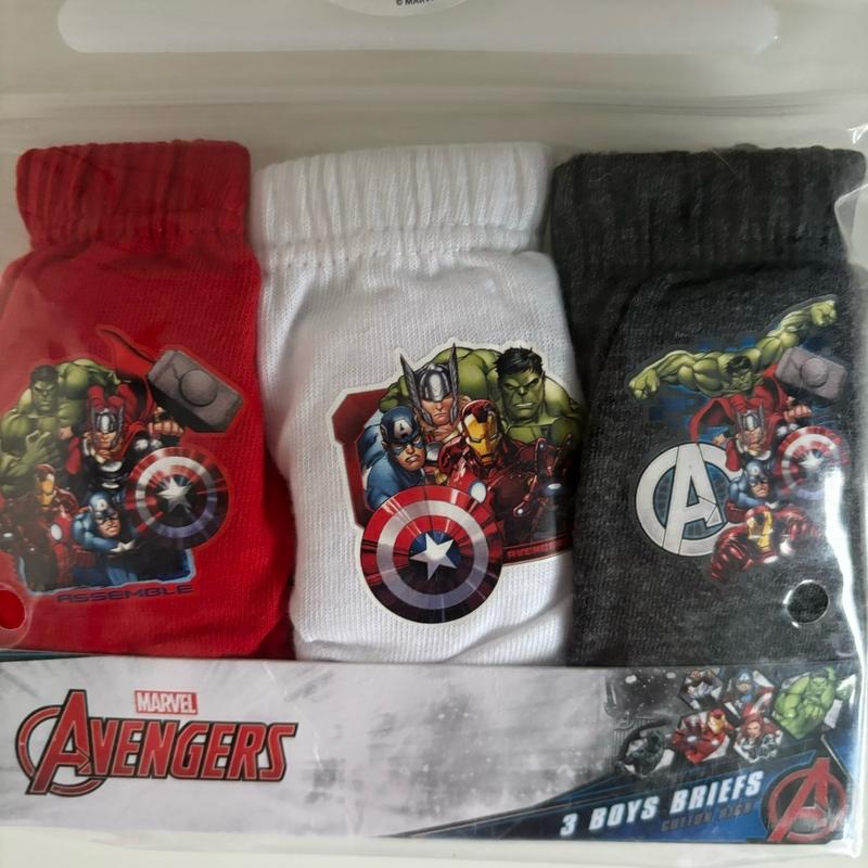 Marvel Avengers Boys Pants Underwear Character Briefs Multipack 3 Pack Cotton Superhero Superheroes Toddler Kids Childrens Red White Grey Potty Training Everyday Hulk Iron Man Captain America Thor 1