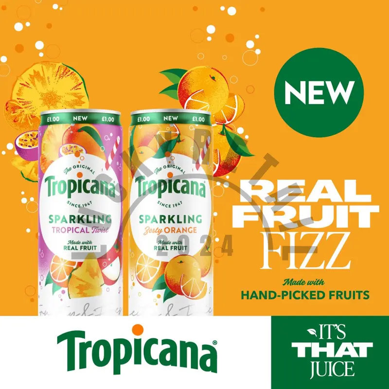 Tropicana Sparkling Real Fruit Juice Drinks 12 Pack (12 x 250ml) | Orange & Tropical Flavours | Refreshing Fruity Flavoured Beverage 8