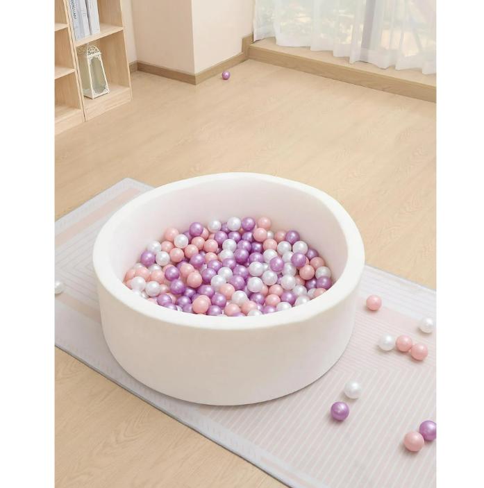 Kids Foam Ball Pit, Kiddie Balls Pool Soft Baby Playpen Indoor Outdoor, Memory Foam Ball Pit For Children Toddler Boys Girls White smyths  ball 3