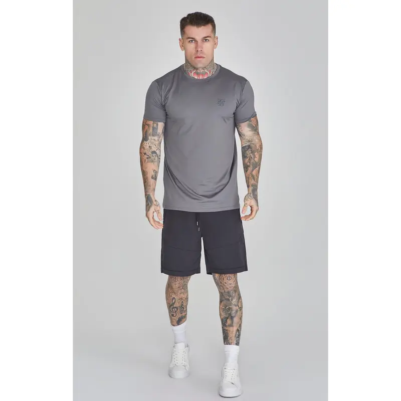 SikSilk Grey Muscle Fit T-Shirt Stretch Fabric 1
