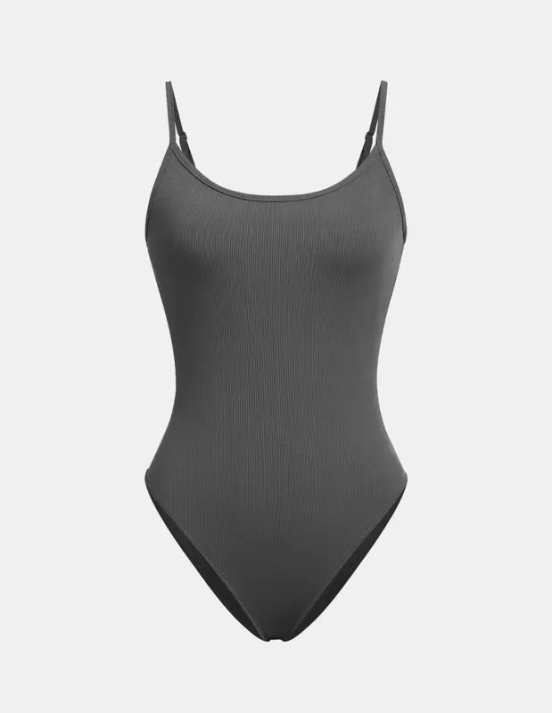 Women Abjustable Strap Cami Bodysuit & Drawstring Wide Leg Shorts Set, Casual Round Neck Sphaghetti Strap Bodysuit &Elastik Shorts Set, Back to School Womens Wear for Summer, Travel 5