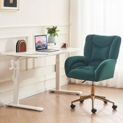 Full KD Velvet Fabric Material Adjustable Height Swivel Home Office Chair For Indoor Office With Gold Legs, Ivory /Pink /Brown /Green 4