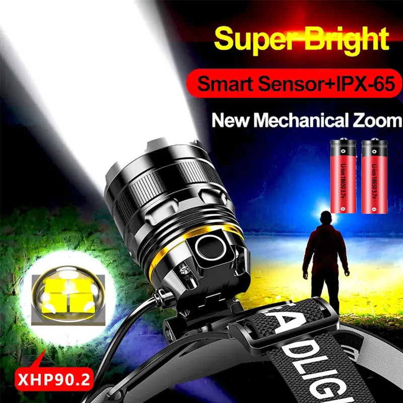Super Bright Waterproof Head Torch Headlight LED USB Rechargeable Headlamp-UK 2
