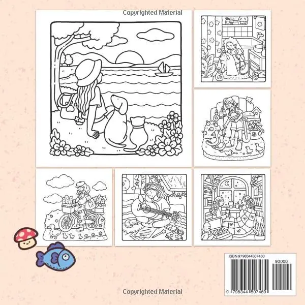 Girl Moments: Coloring Book for Adults and Teens Featuring Cute Cozy Daily Activities for Relaxation Paperback 1