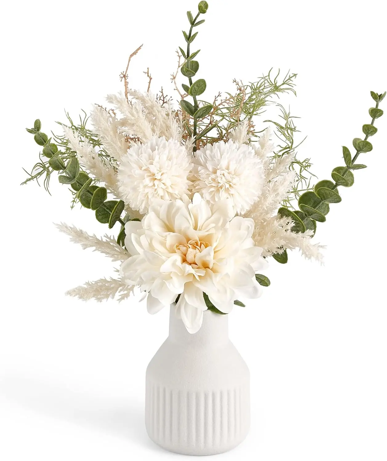 Artificial Flowers in Ceramic Vase Fake Plants for Home Decor Silk Flower Arrangements Indoor Dining Coffee Table Decor for Living Room Wedding Party Decoration