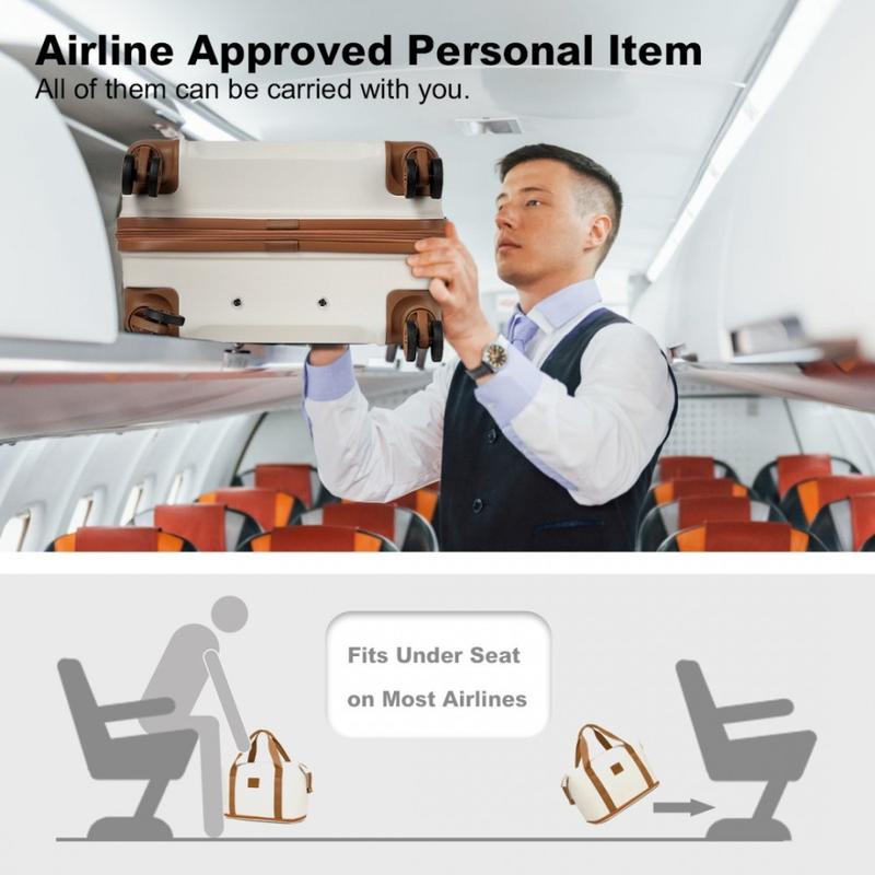 [MissLulu Bags Weekend Travel Set] ABS Cabin Size 20'' Suitcase with Vanity case and 2Pieces Expandable Travel Duffel Bags or Backpack with Charging Port (3 Designs / 6 Colours Available) 4