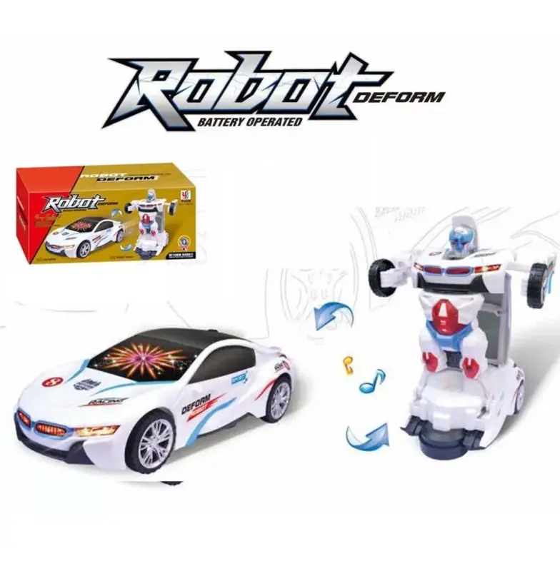 2-in-1 Robot Car 3D Lights Music Transformer Toy Car With lights & Music Battery Operated 3