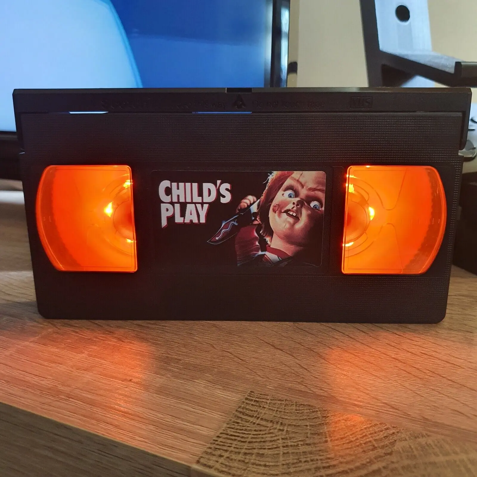 Child's Play Chucky LED VHS Video Tape Light Box Lamp Birthday Christmas Gift Idea Retro Horror Movie Film Battery Powered