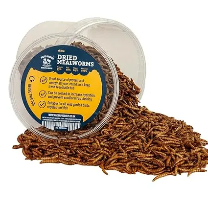 Walter’s Meal Worms (1L Tub) - Dried Mealworms for Birds, Bird Food in Stay Fresh, Easy Tubs 1