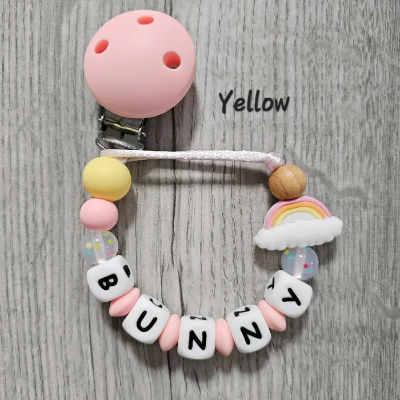 Personalised Rainbow Dummy Clip for Baby Girl 1