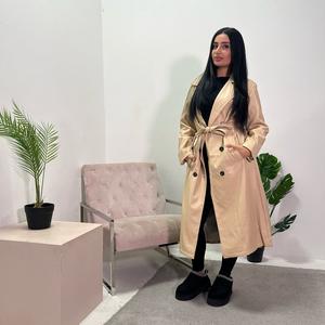 Ladies limed belted leather trench boyfriend jacket uk s/m m/l