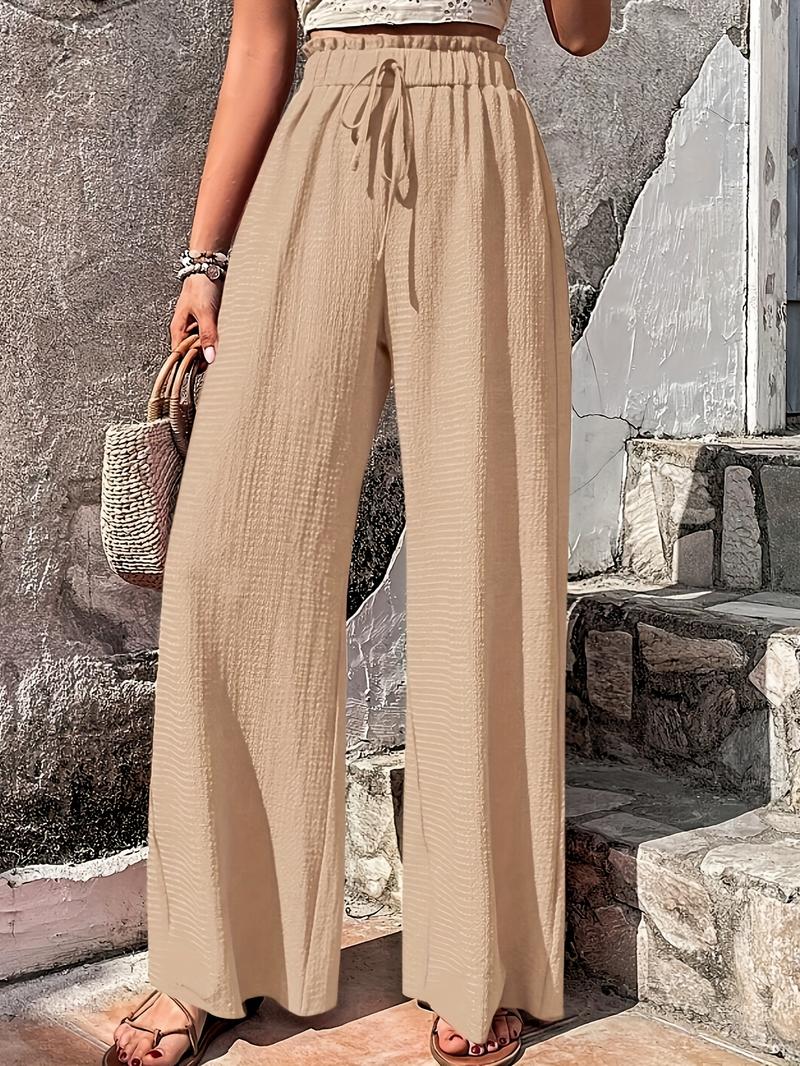 Product Introduction of Chic Solid High Waist Wide Leg Pants - Breathable Casual Style for Spring & Summer - Fashionable Womens Clothing, Flattering Fit, Everyday Comfort 5