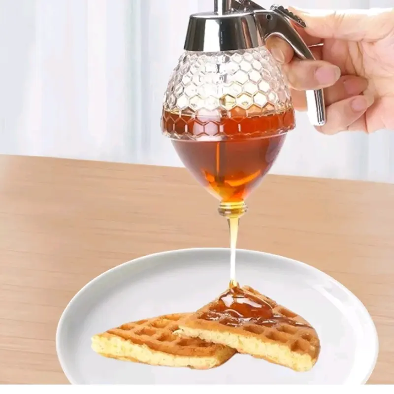 Honey Dispenser and Syrup Pitcher Set with Pouring Spout for Easy Dispensing - Utensils, Seasoning Kitchen 3