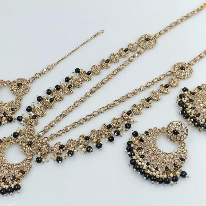 Beautiful Reverse Ad Long Mala Necklace with Tikka and earrings 7