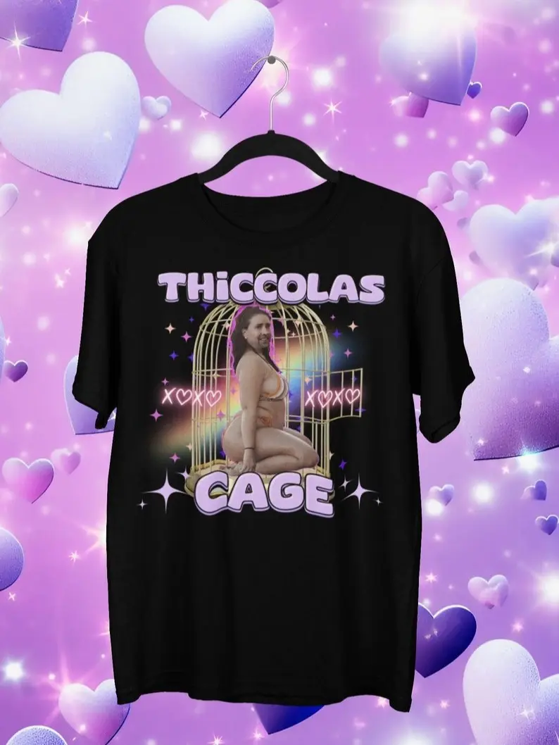 Thiccolas Cage Funny Meme Shirt, Gag Tshirt Unhinged Gift Inappropriate, Cursed Celebs Celebrities Offensive Raunchy Stupid Meme Shirt