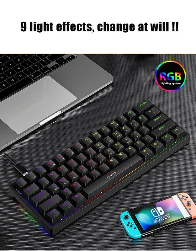 【Free shipping】Mechanical keyboard,Gaming keyboard electronic sports wired mechanical keyboard TYPE-C Hot swap RGB luminous green axis 3