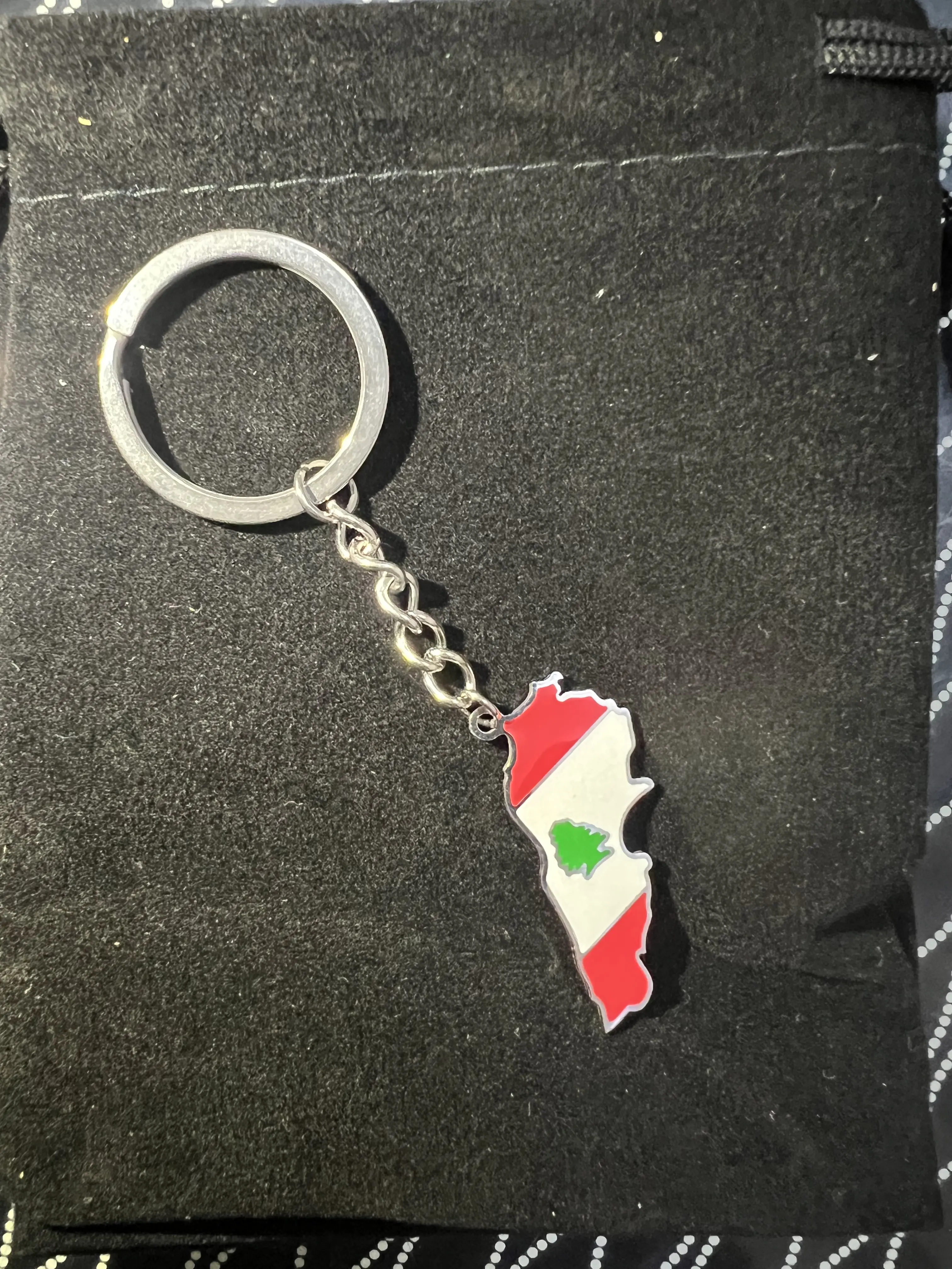 Lebanon Map Keychain Keyring Silver or Gold Ornament Car Keyring Backpack Handbag Keyring