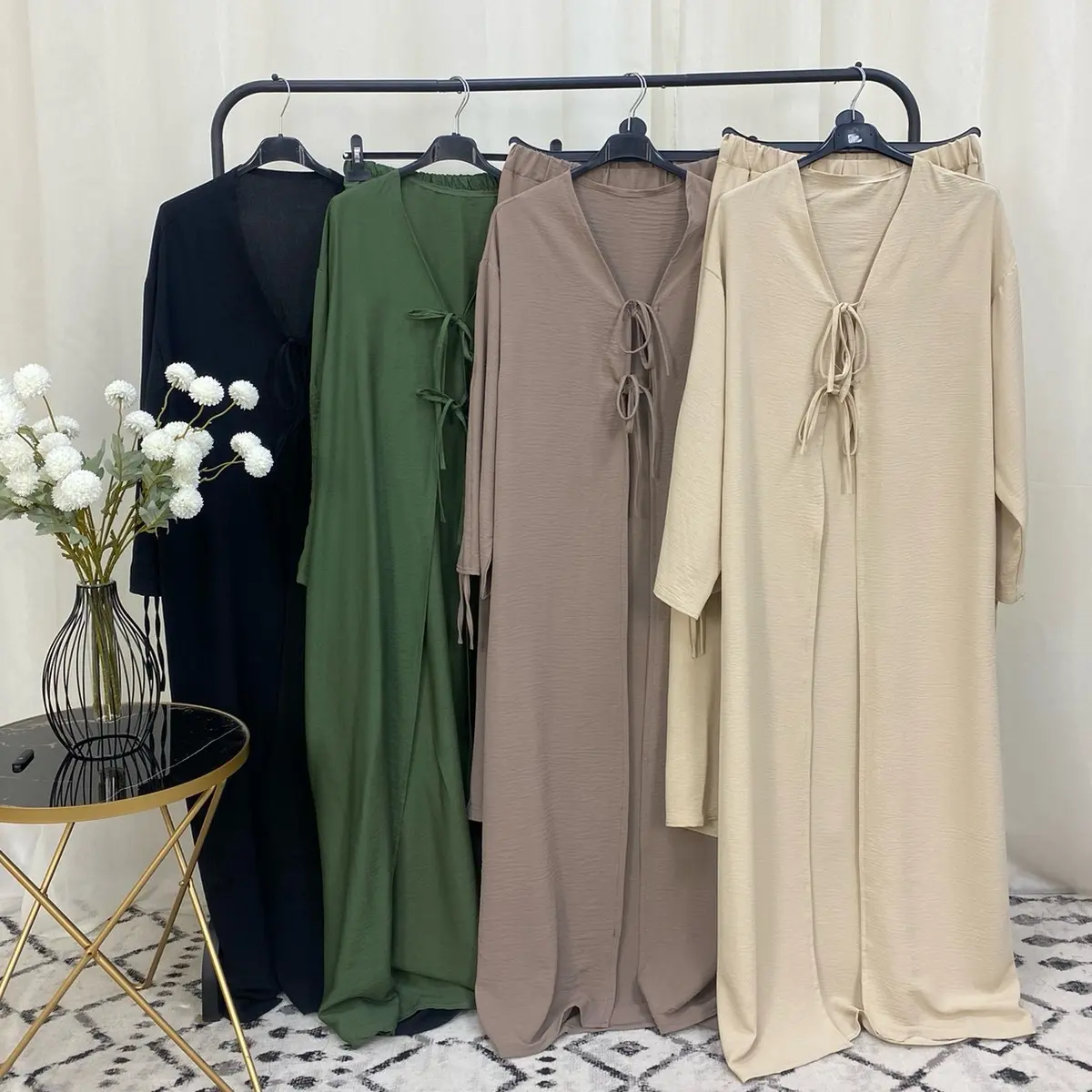 FM027 Textured tie front open set