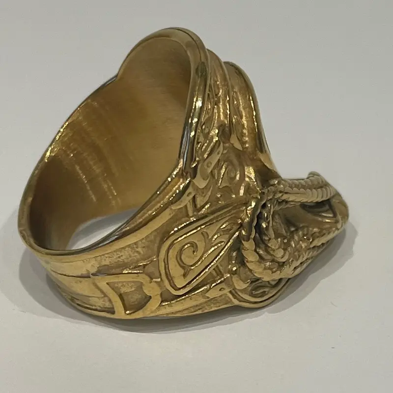 Gold plated Plain saddle ring stainless steel men 1