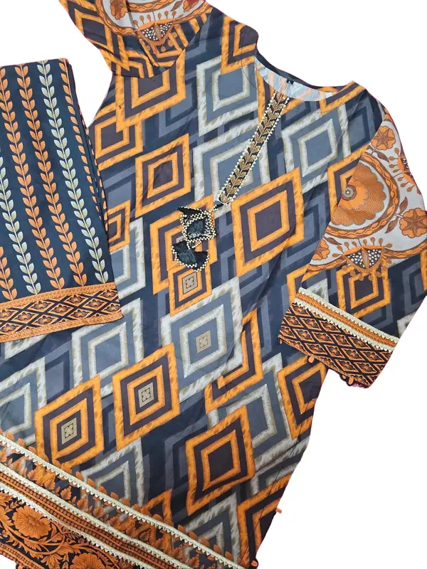 LAWM CO-ORD SET WITH beaded neckline ready to wear dress/eid wear/summer collection 3