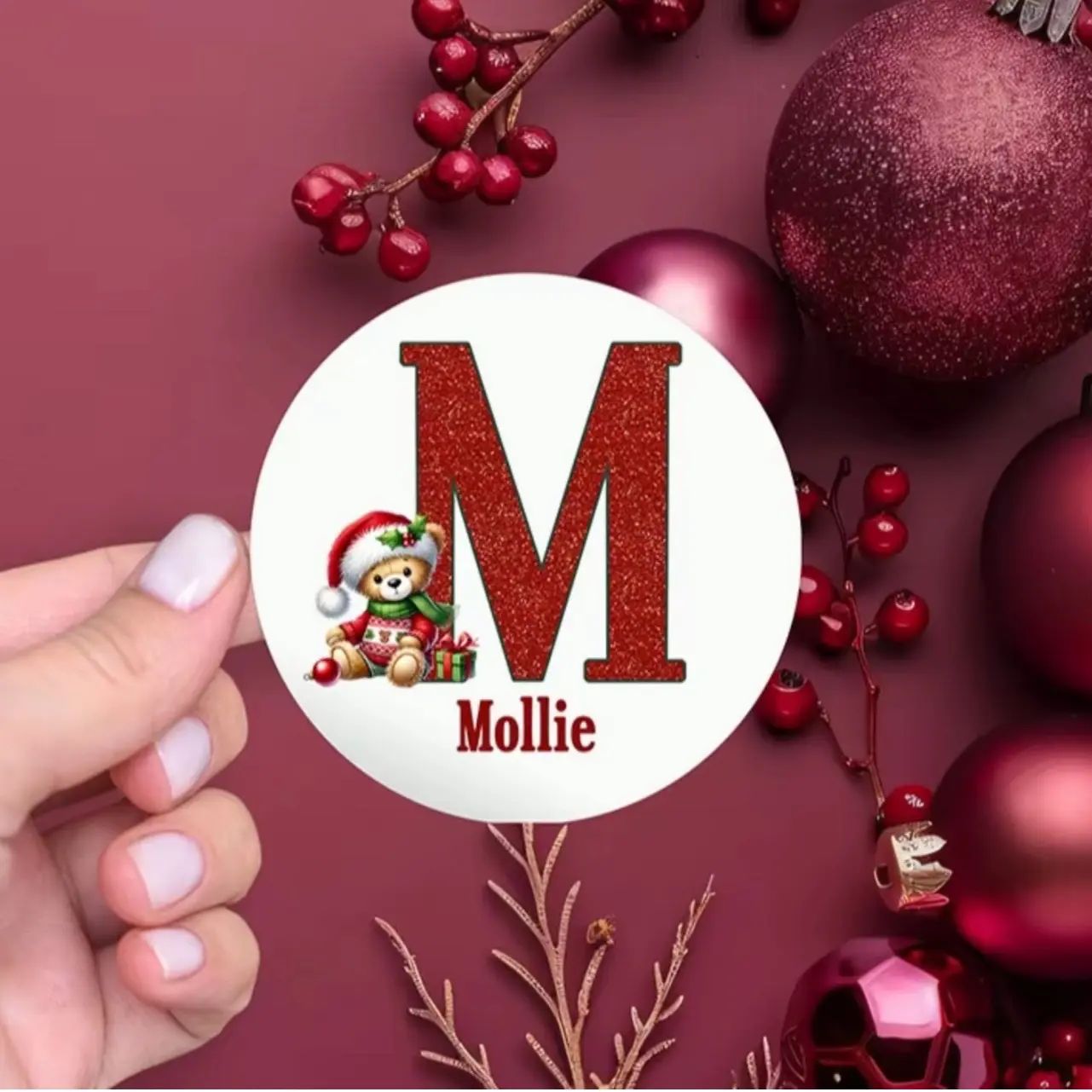 Personalised Christmas Stickers with Name - 18 Designs for Gift Wrapping - Glossy Finish - Gift Tags