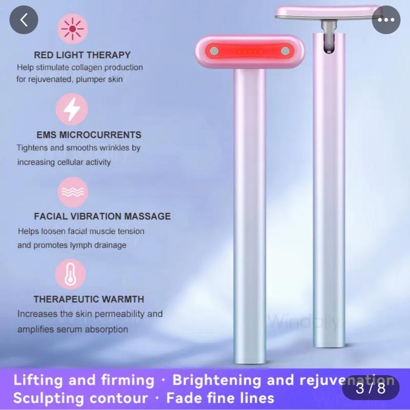 4 in 1 Facial Wand EMS Microcurrent Vibration Warm Red Light Face Lifting Machine Skin Tightening Device Neck Eye Massager Tools 4