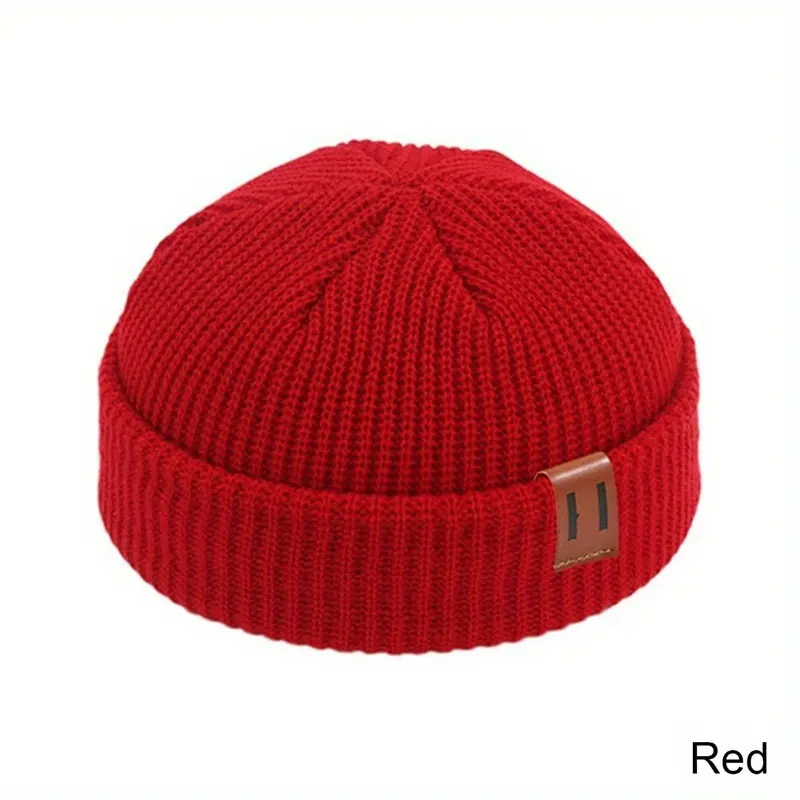 1PC Men Women Fashion Winter Knitted Beanie Hat Unisex Cap Hip-hop Cuffed Short Cap Bonnet Warm Ribbed Fisherman Docker Hats 2